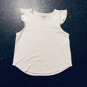 madewell white cotton tank w/ ruffle sleeves